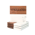 Personalized Marble and Acacia Wood Coasters