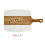 Personalized Marble and Acacia Serving Board
