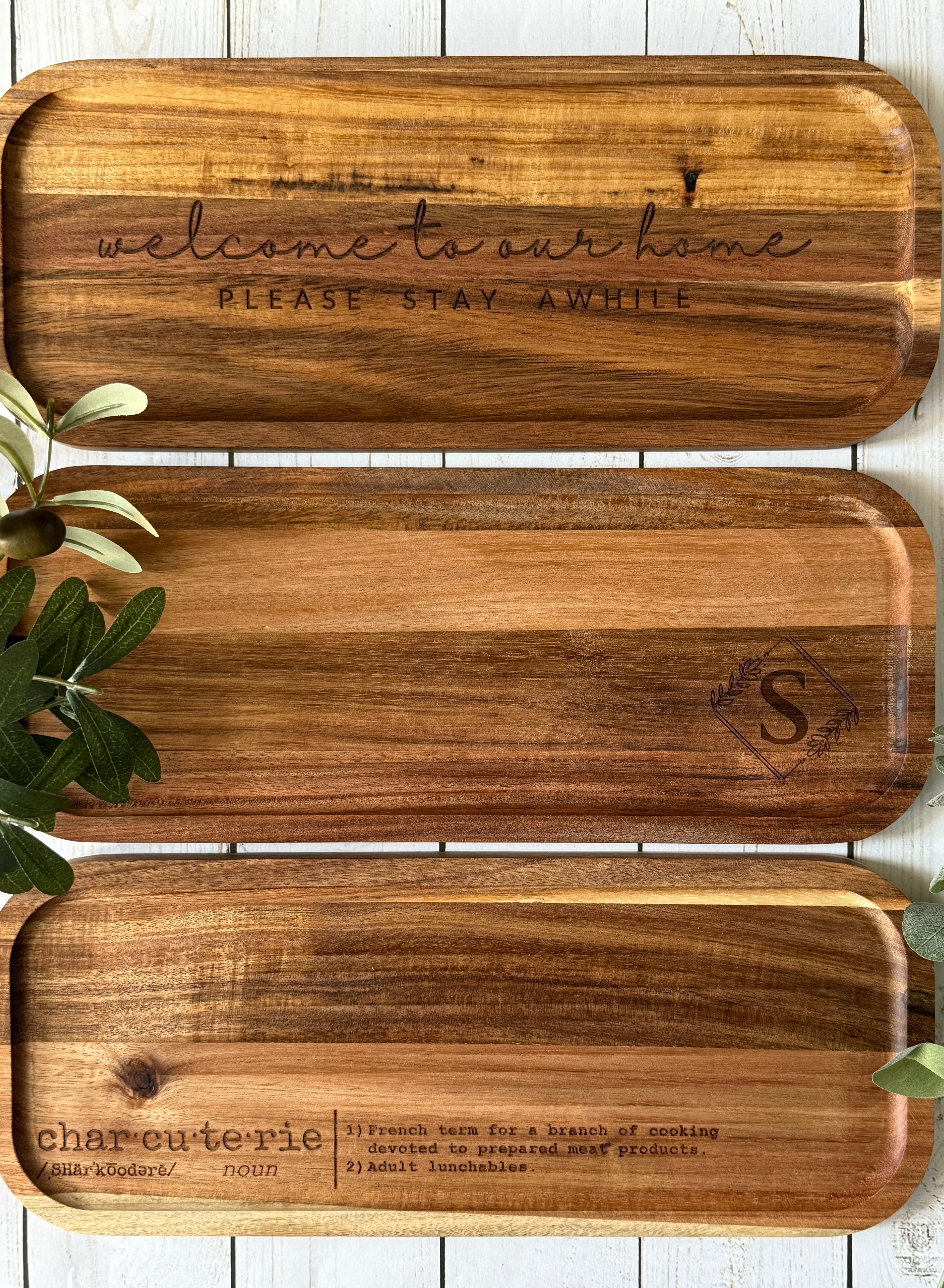 Personalized Solid Acacia Wood Tray