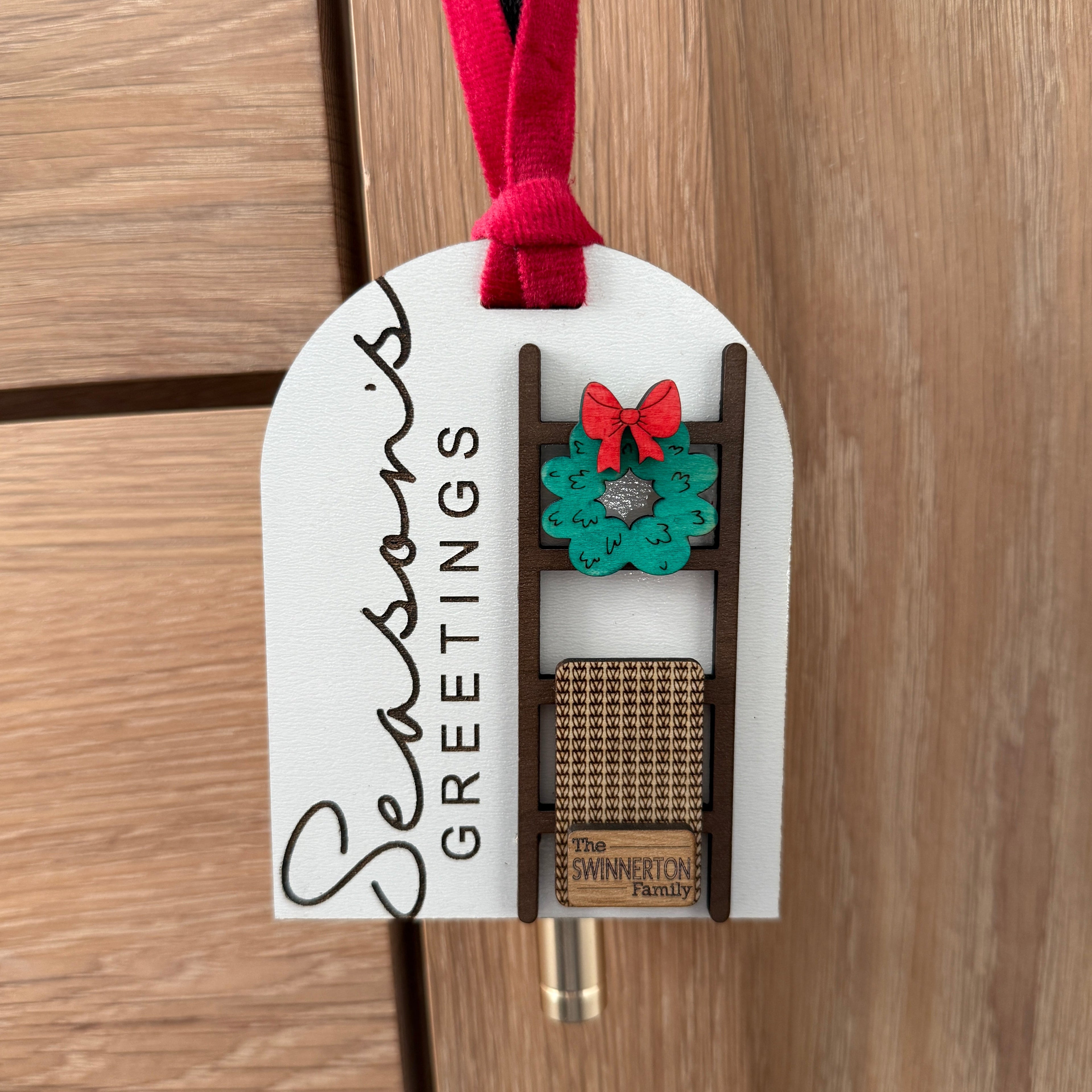 Personalized Season's Greetings Ladder Ornament