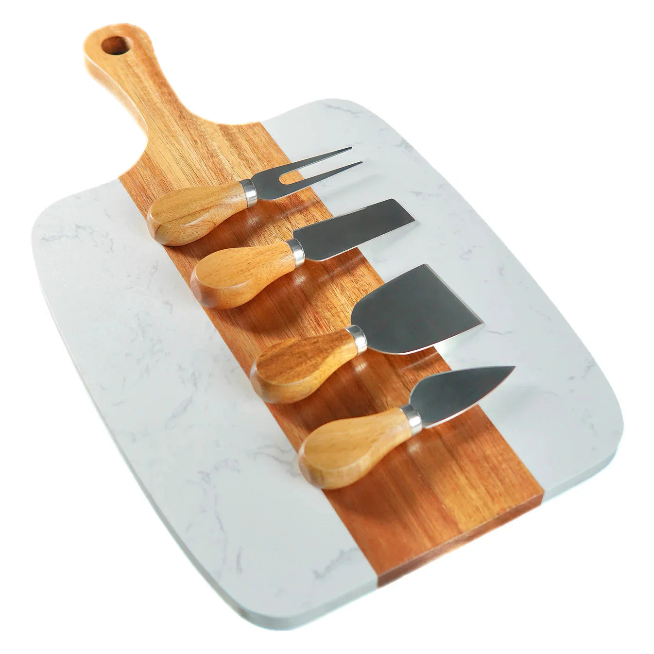 Personalized Marble and Acacia Serving Board